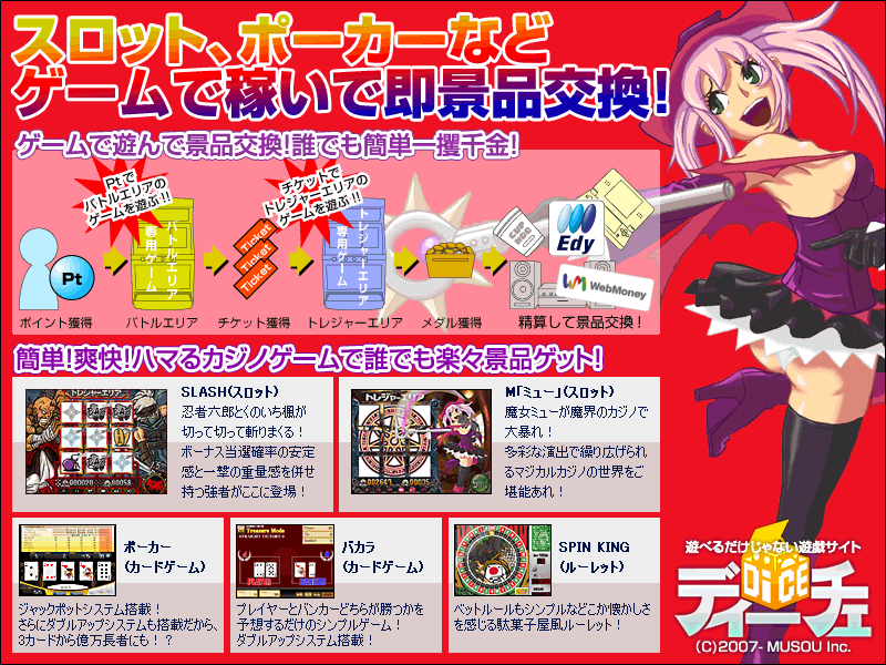 ゲームで一攫千金ディーチェ